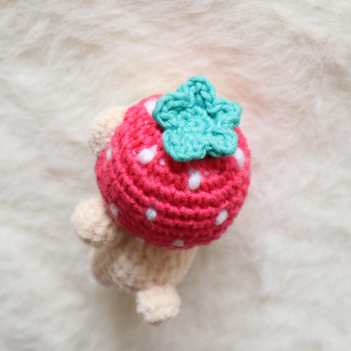 いちごくまお（かぶりタイプ）あみぐるみ いちごくまお（かぶりタイプ）あみぐるみの通販 by めろ｜ラクマ