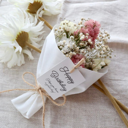 New！】華やか春色白ピンクの小さなドライフラワーブーケ ドライ