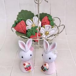 いちご イチゴ うさぎ バスケット 春のインテリア つまみ細工 4月 5