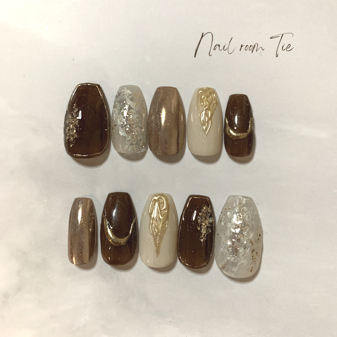ネイルチップ brown ニュアンス