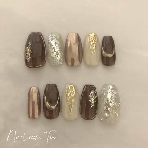 ブラウン系ニュアンスネイル ネイルチップ（つけ爪） Nail room