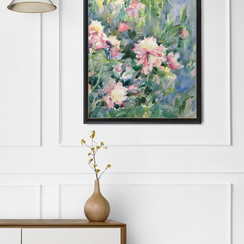 flower garden＊10号キャンバス　絵画　原画　風景画　春　大きい 水彩画 日本の風景 Japanese Landscape Gallery | 水彩画 くどう