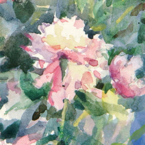 NO.367】蓮の花畑ボタニカルのフラワーアートポスター☆カラフル水彩画