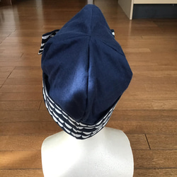 ✨再販2✨北欧風ターバン帽子　ネイビー 3枚目の画像