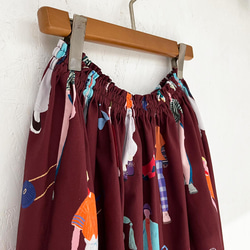 3色選べる closet柄ギャザースカート デザイナーズコットン 8枚目の画像