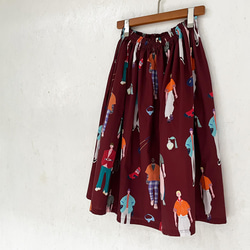3色選べる closet柄ギャザースカート デザイナーズコットン 7枚目の画像