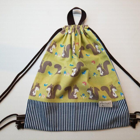 SALE価格 ☆入学・入園☆リスさん柄☆ナップサック ナップザック 体操  