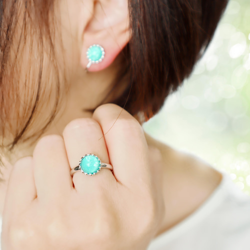 色が変わる 新緑1粒リング 〜Mint green〜 指輪 ミントグリーン