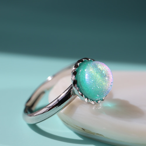 お気に入り 新緑1粒リング 色が変わる 〜Mint ミントグリーン 指輪 green〜 アクセサリー