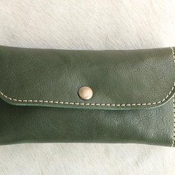 がばっと開けられる革の長財布/大きなレザー財布/gabatto2-green 4枚目の画像