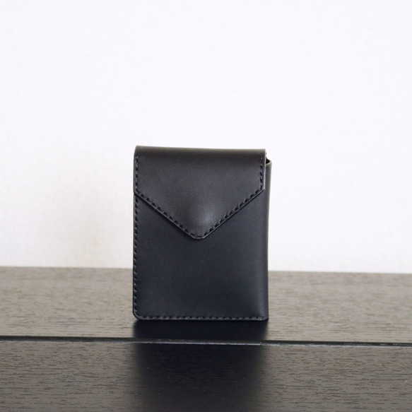 お財布をスマートに持ち歩ける、 コンパクトウォレット / ブラック（オイル） 6枚目の画像