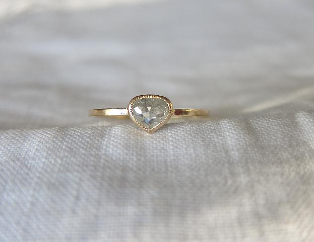 マロンソルト＆ペッパーダイヤモンド K18YGリング