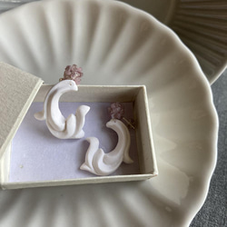 #4 白莨苕花(小)   耳環 : 手工製作軟陶 第4張的照片