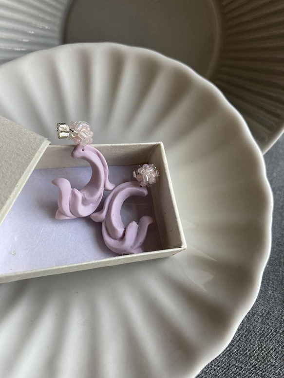 #4 紫莨苕花(小) 耳環 : 手工製作軟陶 第3張的照片