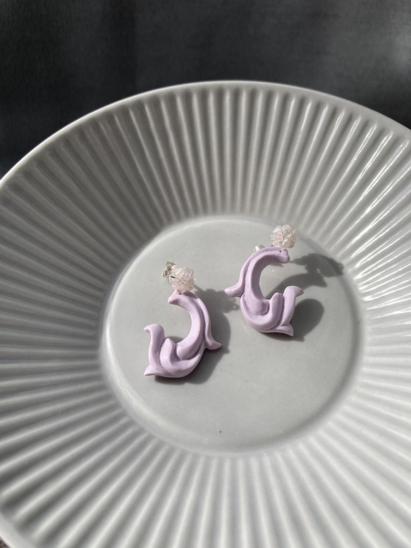 #4 紫莨苕花(小) 耳環 : 手工製作軟陶 第1張的照片