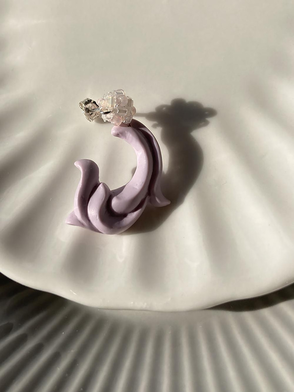 #4 紫莨苕花(小) 耳環 : 手工製作軟陶 第2張的照片