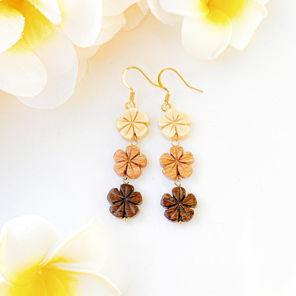 spring様 wood×flower(yellow) ピアス イヤリング