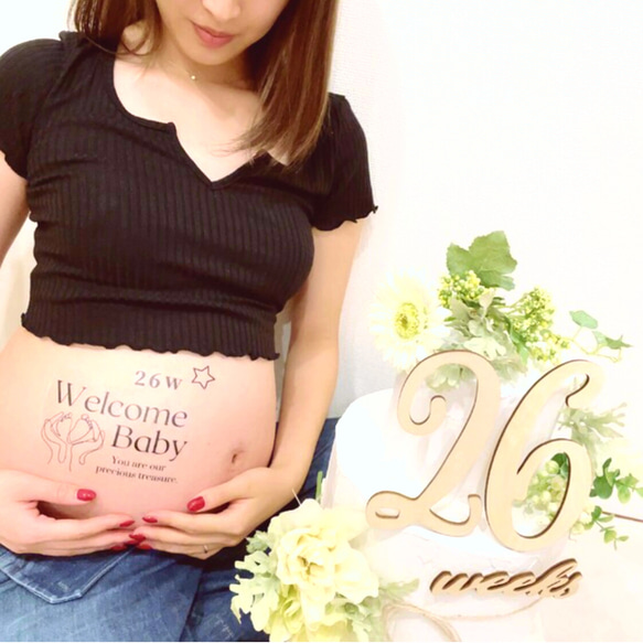 【c-1】マタニティフォトシール　タトゥーシール　妊婦　赤ちゃん　ベビー　ベリーペイント　マタニティフォト　セルフフォト 2枚目の画像