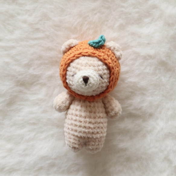 くまのあみぐるみ✳︎フルーツのかぶりもの✳︎みかん