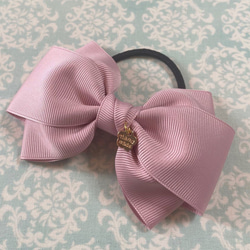 ピンク リボンヘアゴム ヘアゴム 選べるリボンカラー お花チャーム付き