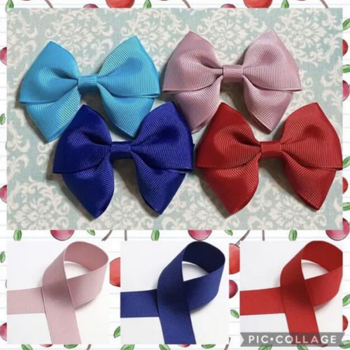 ピンク リボンヘアゴム ヘアゴム 選べるリボンカラー お花チャーム付き