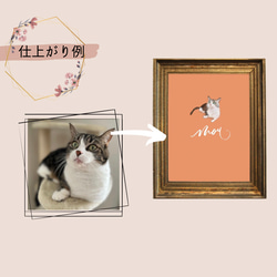 ペット似顔絵　カリグラフィー名入れ　ねこちゃん限定 2枚目の画像