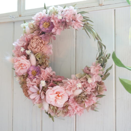 三日月リースピンク プリザーブドフラワー プリザーブドフラワー