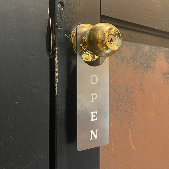 黒皮鉄オープンクローズ看板 丸穴タイプ ドア サイン 4枚目の画像
