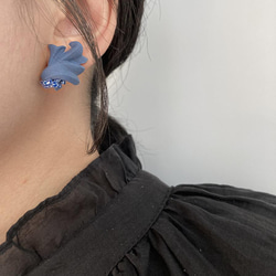 #7 藍貝殼裝飾 耳環 : 手工製作軟陶 第1張的照片
