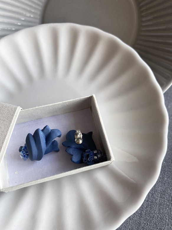 #7 藍貝殼裝飾 耳環 : 手工製作軟陶 第4張的照片