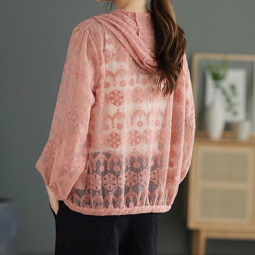 桜 5色 白、赤、紫、ピンク、グリーン レース カーディガン 春