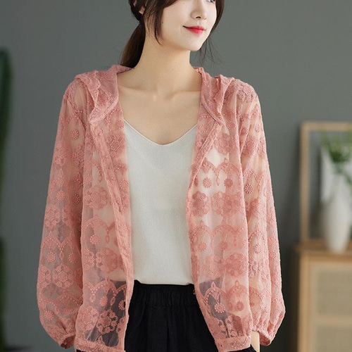 桜 5色 白、赤、紫、ピンク、グリーン レース カーディガン 春