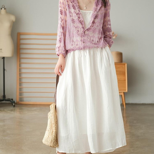 桜 5色 白、赤、紫、ピンク、グリーン レース カーディガン 春