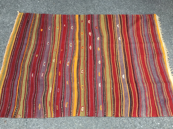 【送料無料】オールドキリム トルコ 手織り ラグ 201x145cm 2枚目の画像