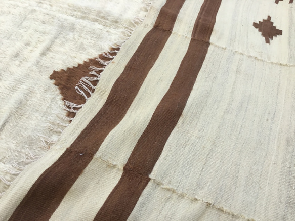【送料無料】トルコ 手機織り ヴィンテージ毛布 167x128cm 5枚目の画像