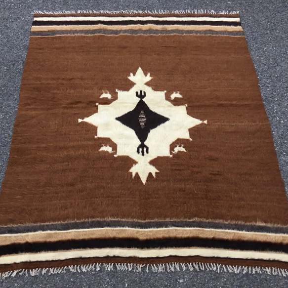 【送料無料】トルコ 手機織り ヴィンテージ 毛布 179x151cm 2枚目の画像