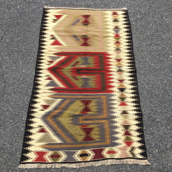 【送料無料】オールドキリム トルコ 手織り ヴィンテージ ラグ 148x86cm 8枚目の画像