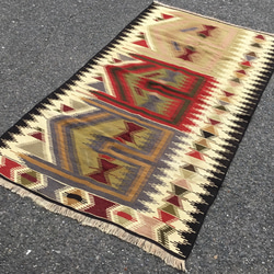 【送料無料】オールドキリム トルコ 手織り ヴィンテージ ラグ 148x86cm 1枚目の画像