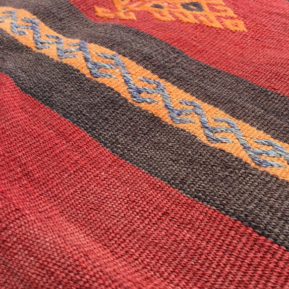 【送料無料】オールドキリム Small Size 95x81cm トルコ 手織り ヴィンテージ ラグ 6枚目の画像