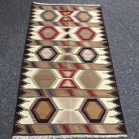 【送料無料】オールドキリム トルコ 手織り ヴィンテージ ラグ 173x96cm 3枚目の画像
