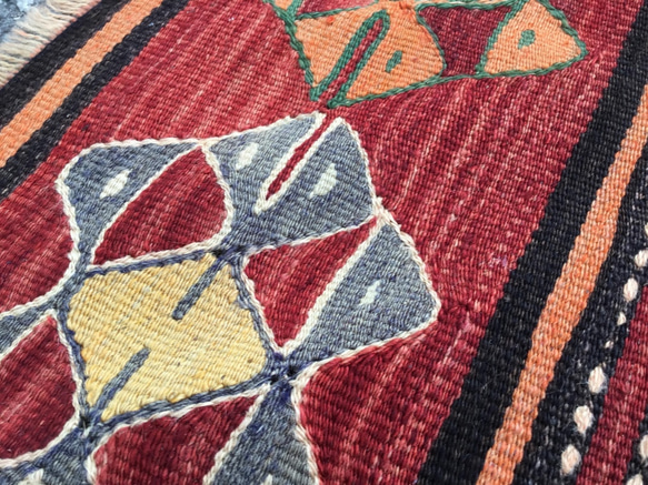【送料無料】オールドキリム トルコ 手織り ヴィンテージ ラグ 167x136cm 3枚目の画像