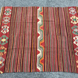 【送料無料】オールドキリム トルコ 手織り ヴィンテージ ラグ 167x136cm 1枚目の画像