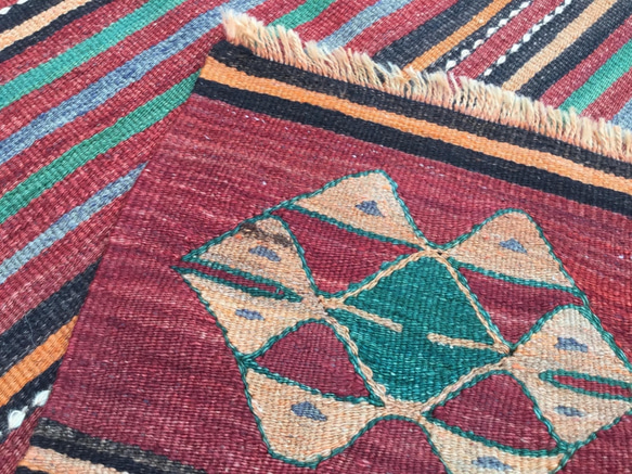 【送料無料】オールドキリム トルコ 手織り ヴィンテージ ラグ 167x136cm 5枚目の画像