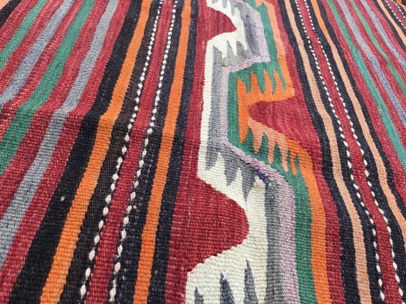 【送料無料】オールドキリム トルコ 手織り ヴィンテージ ラグ 167x136cm 7枚目の画像