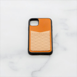 福を呼ぶ　iPhoneケース　カバー 6カラー　送料無料　和柄シリーズ　栃木レザー　背面カードポケット付き 8枚目の画像