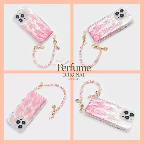 キラキラ天然シェル♡ビタミンカラー♡人工パールチェーン✨オリジナル iPhone キラキラ天然シェル♡ビタミンカラー♡天然パールチェーン✨オリジナル