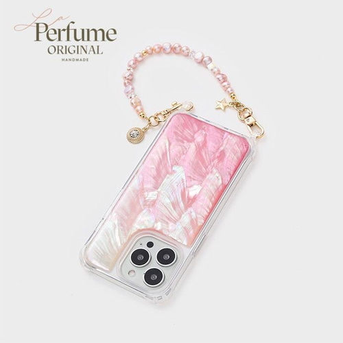 天然シェル♡キラキラ✨ビタミンカラー♡天然パールチェーン iPhoneケース キラキラ天然シェル✨ピンク系 パールチェーン付き 真珠 ナチュラル