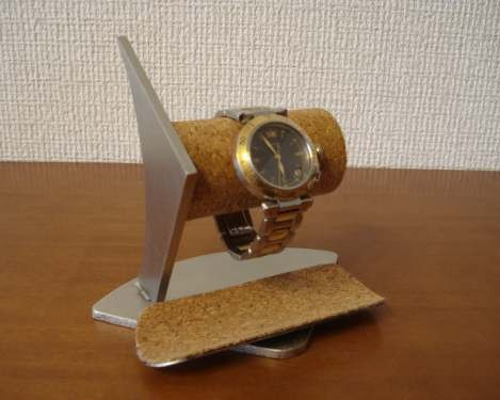 腕時計スタンド ブラック2本掛けロングハーフパイプトレイ付き ak