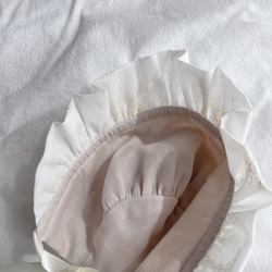Organic cotton baby bonnet／beige／オーガニックダブルガーゼのベビーボンネット／ベージュ 5枚目の画像