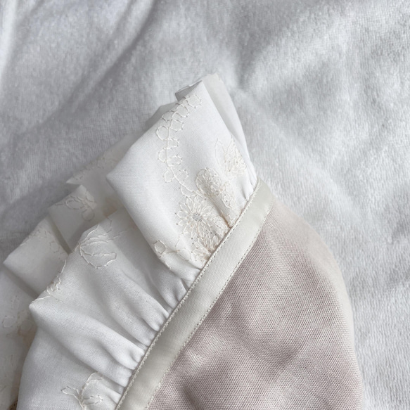 Organic cotton baby bonnet／beige／オーガニックダブルガーゼのベビーボンネット／ベージュ 4枚目の画像
